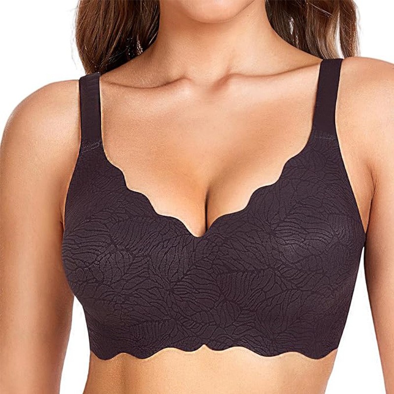 Women Wireless Bra Large Cup Jacquard Jelly Fit Bra Seamless Underwear Bralette