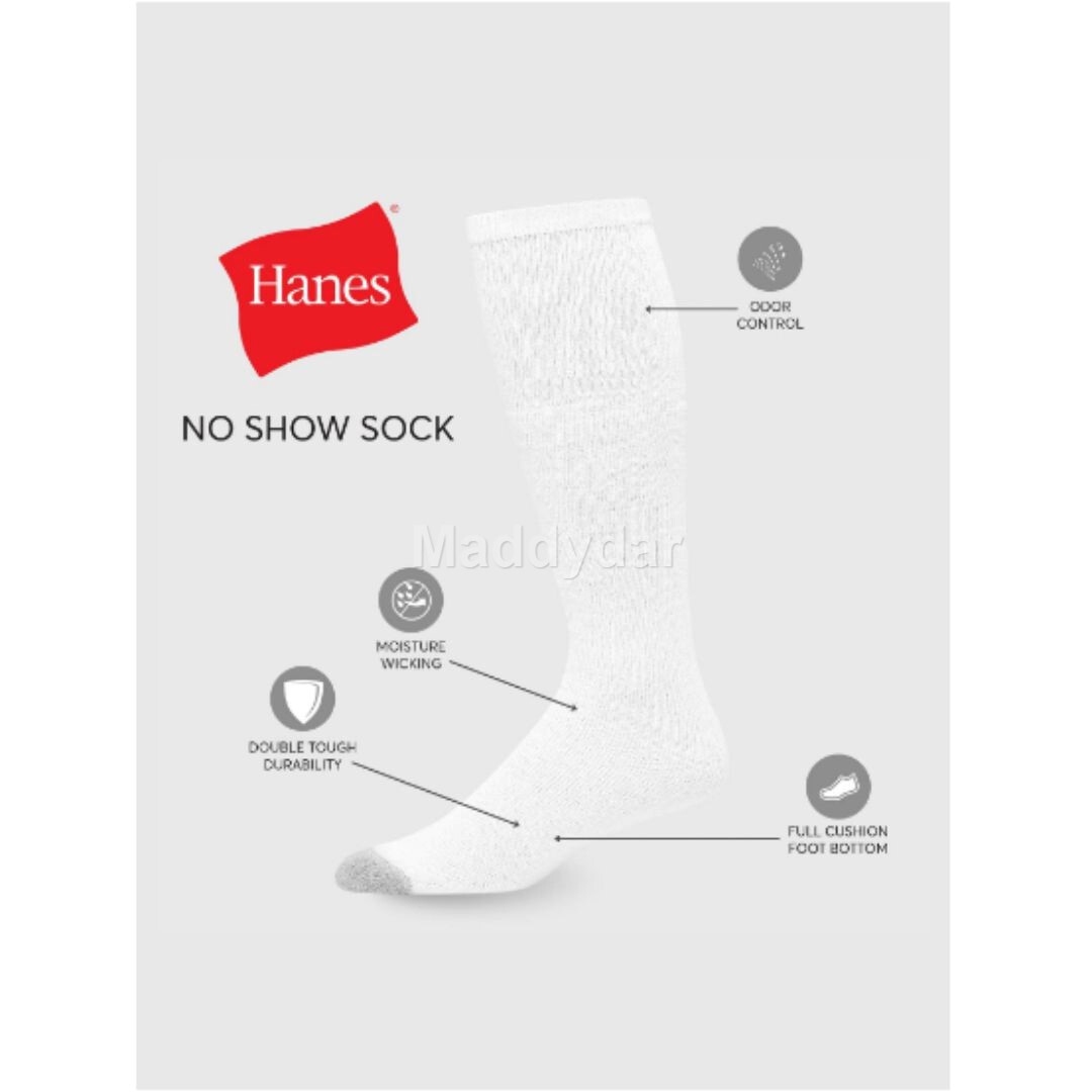 Hanes Men’S Double Tough Durability Over-The-Calf Tube Socks, 12-Pack