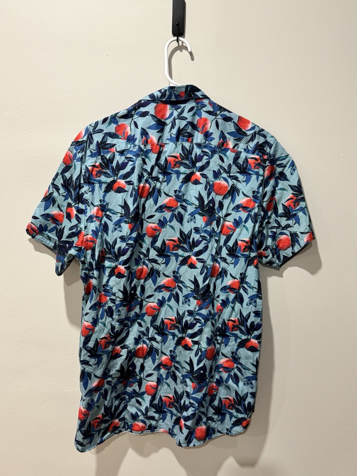 Ted Baker London Navy Teal Green Floral Print Short Sleeve Button Shirt Men’s M