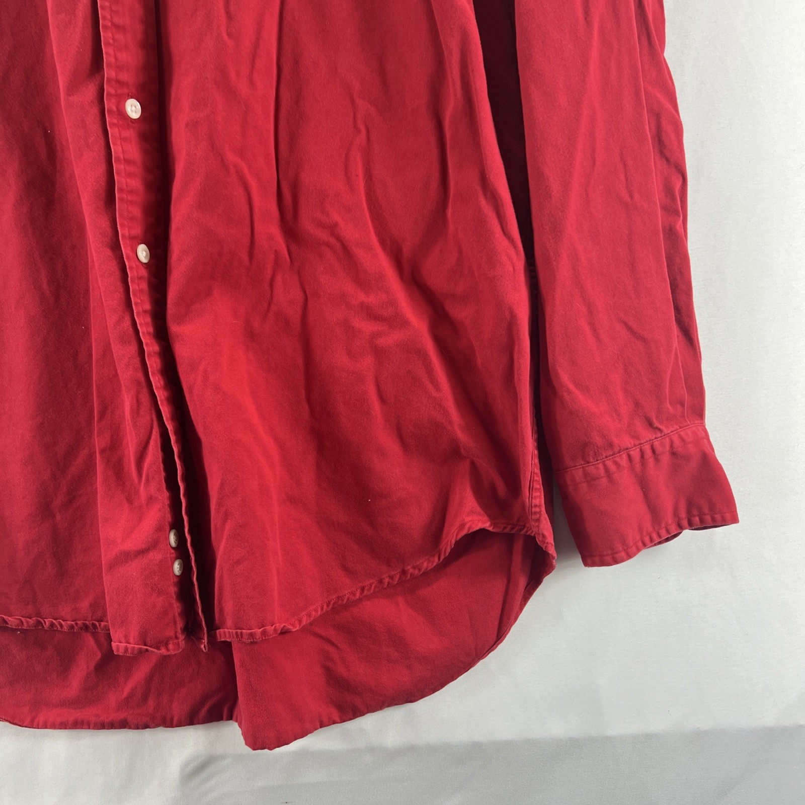 Norsport Red 100% Cotton Long Sleeve Button Down Collared Shirt Men’s Size L