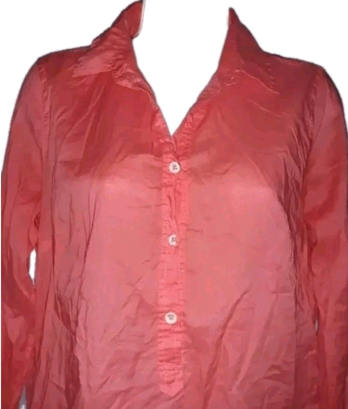 J Crew Button Up Shirt Womans Size 4 Coral Long Sleeves