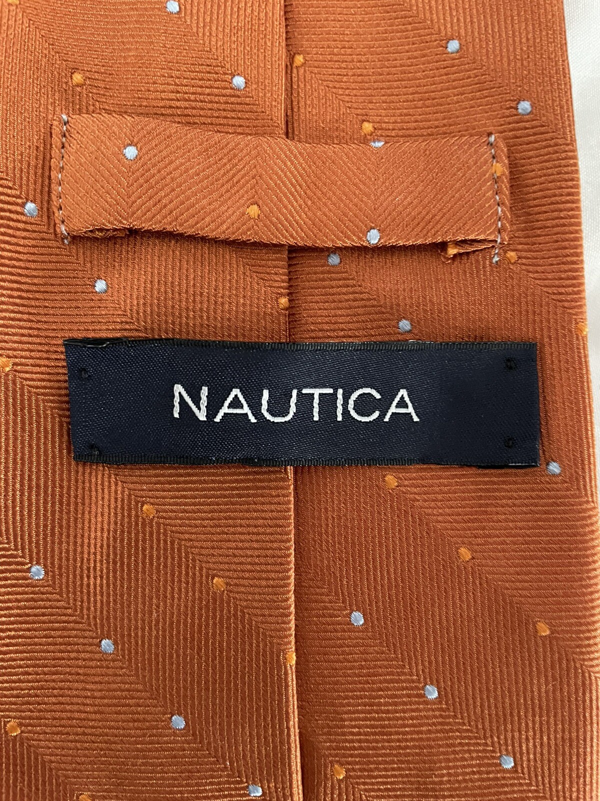 Nautica Neck Tie – Orange w/ polka dots Classic Length 57″-60.