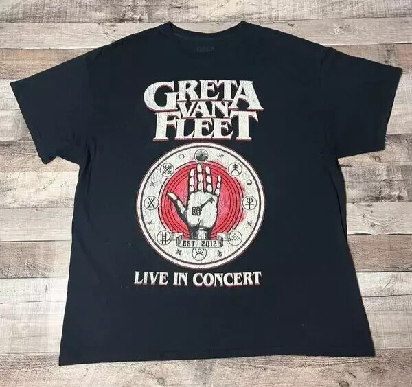 Greta Van Fleet Shirt Adult XL Black Rock Band Tee Music Merchandise