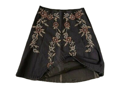 Axcess Liz Claiborne Floral Embroidered Skirt Size 6 Brown Lined Women’s