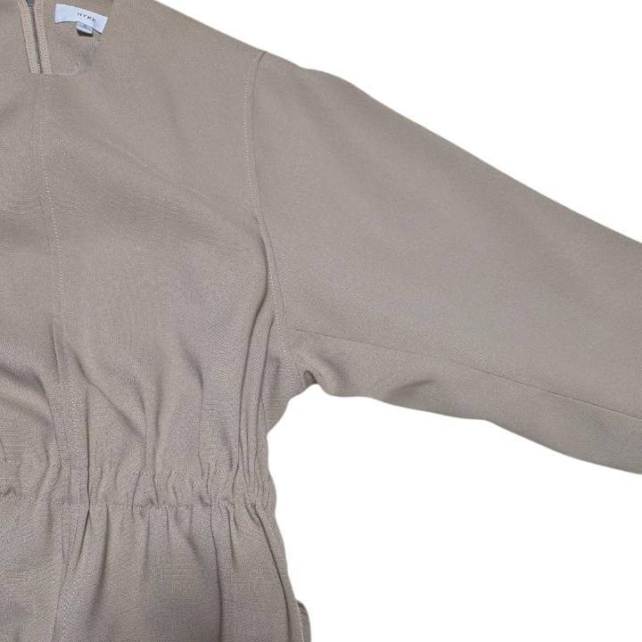 HYKE Beige Asymmetrical Belted Dress Size 2 Japan Elastic Waist Minimalist