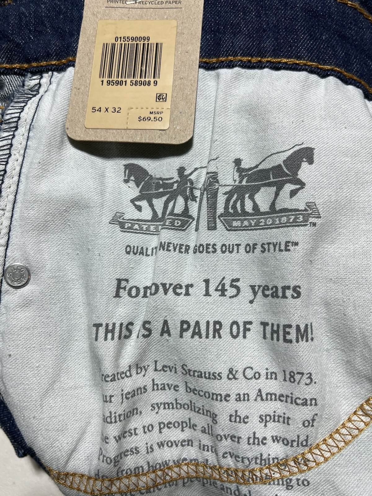 NeW Levi’s 559 Men’s Relaxed Straight Fit Blue Jeans Big & Tall Size 54×32 Levis
