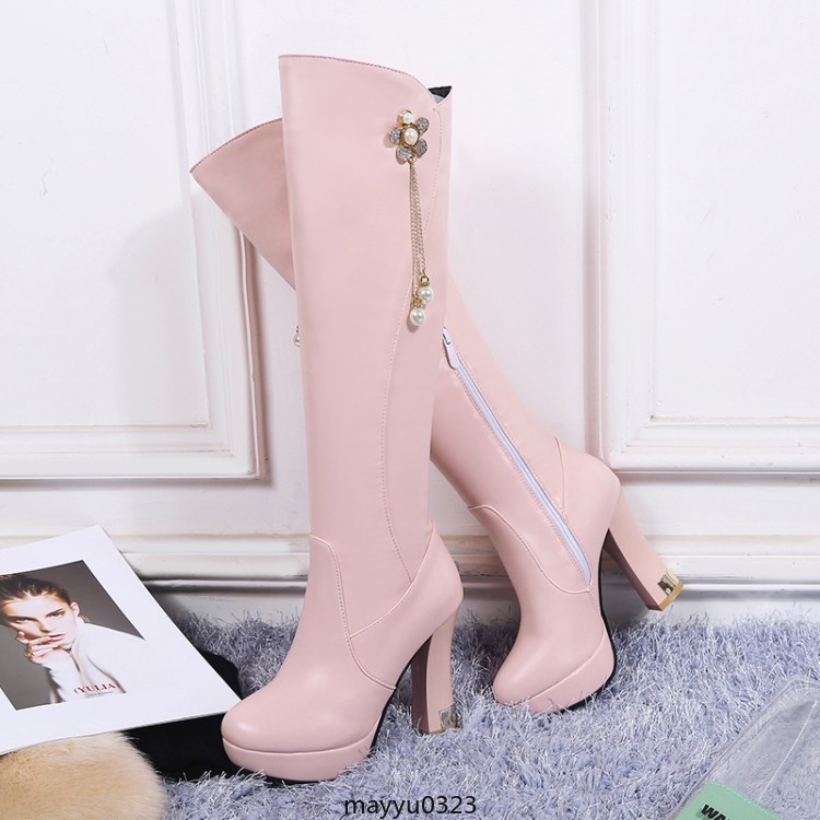 Womens Platform Zip Knee High Boots High Block Heel Winter Shoes Clubwear New