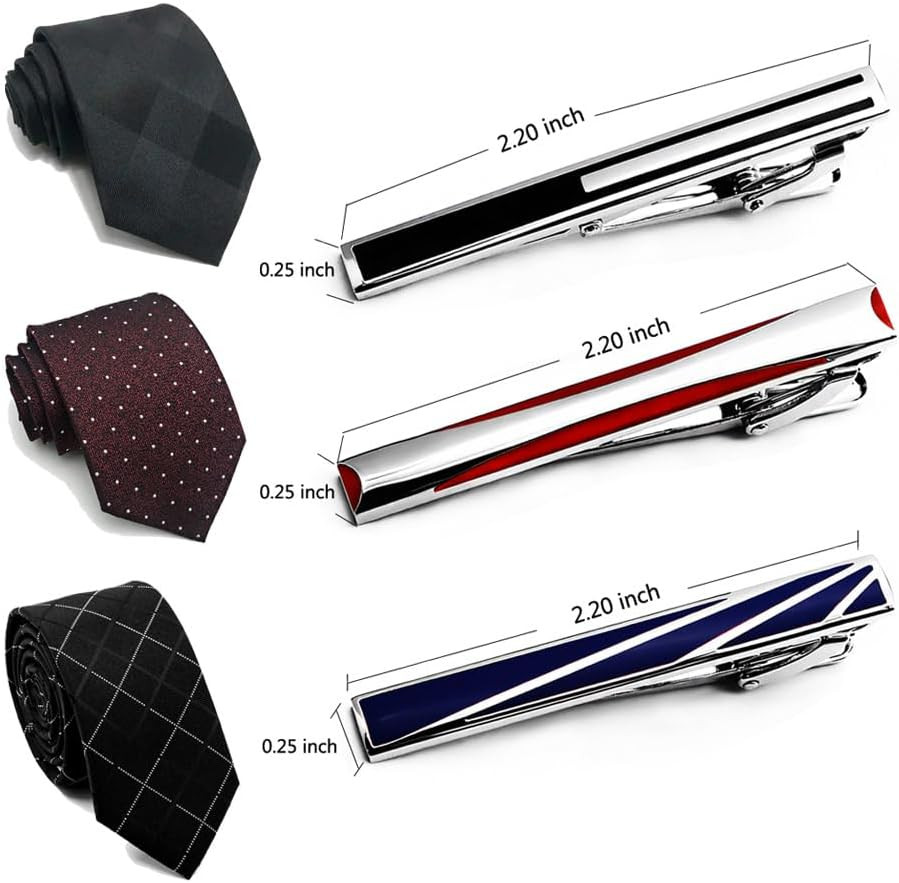Unique Tie Clip for Men Set White Blue Red Tie Bars,Novelty Tie Clip Vine Patter