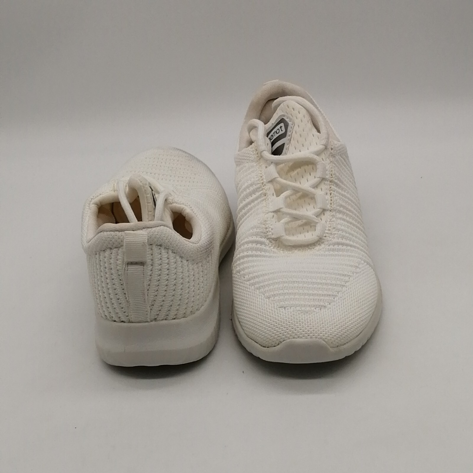 Riemot Womens Lace Up Sneakers White Ribbed Fabric Round Toe Low Top 5
