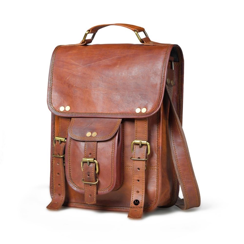 Leather Messenger Satchel Bag9x11Brown Crossbody Tablet Bag for Men +FreeJournal