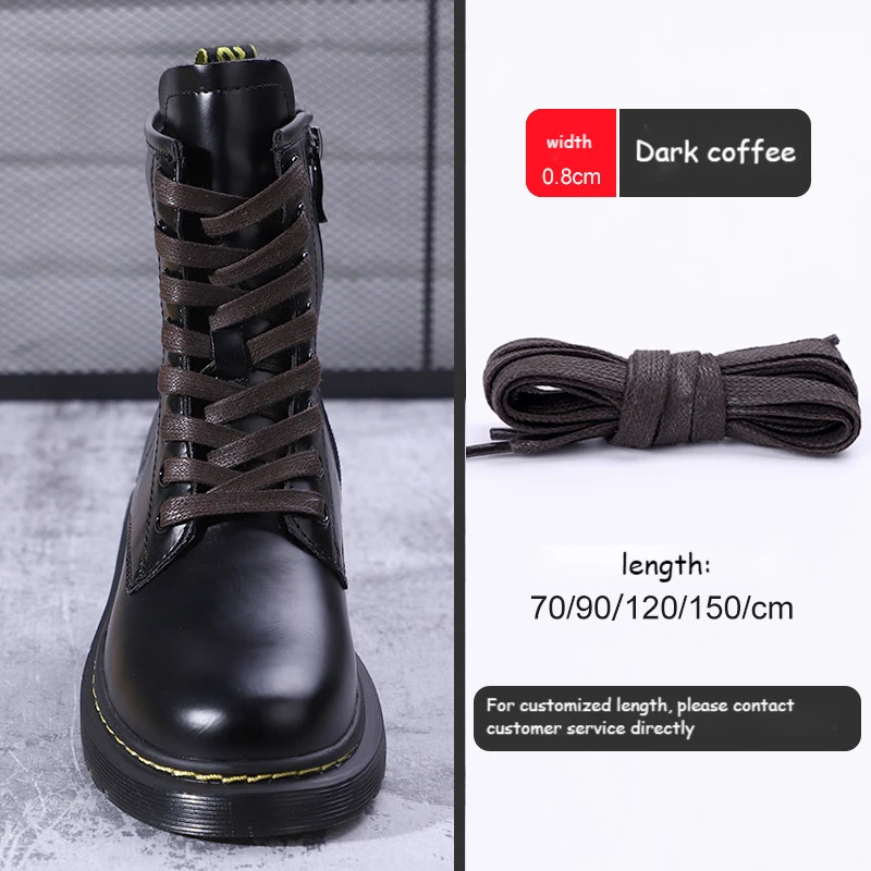 1 Pair Waxed Cotton Shoelaces 0.8CM Width Flat Waterproof Shoe Laces Unisex Boot