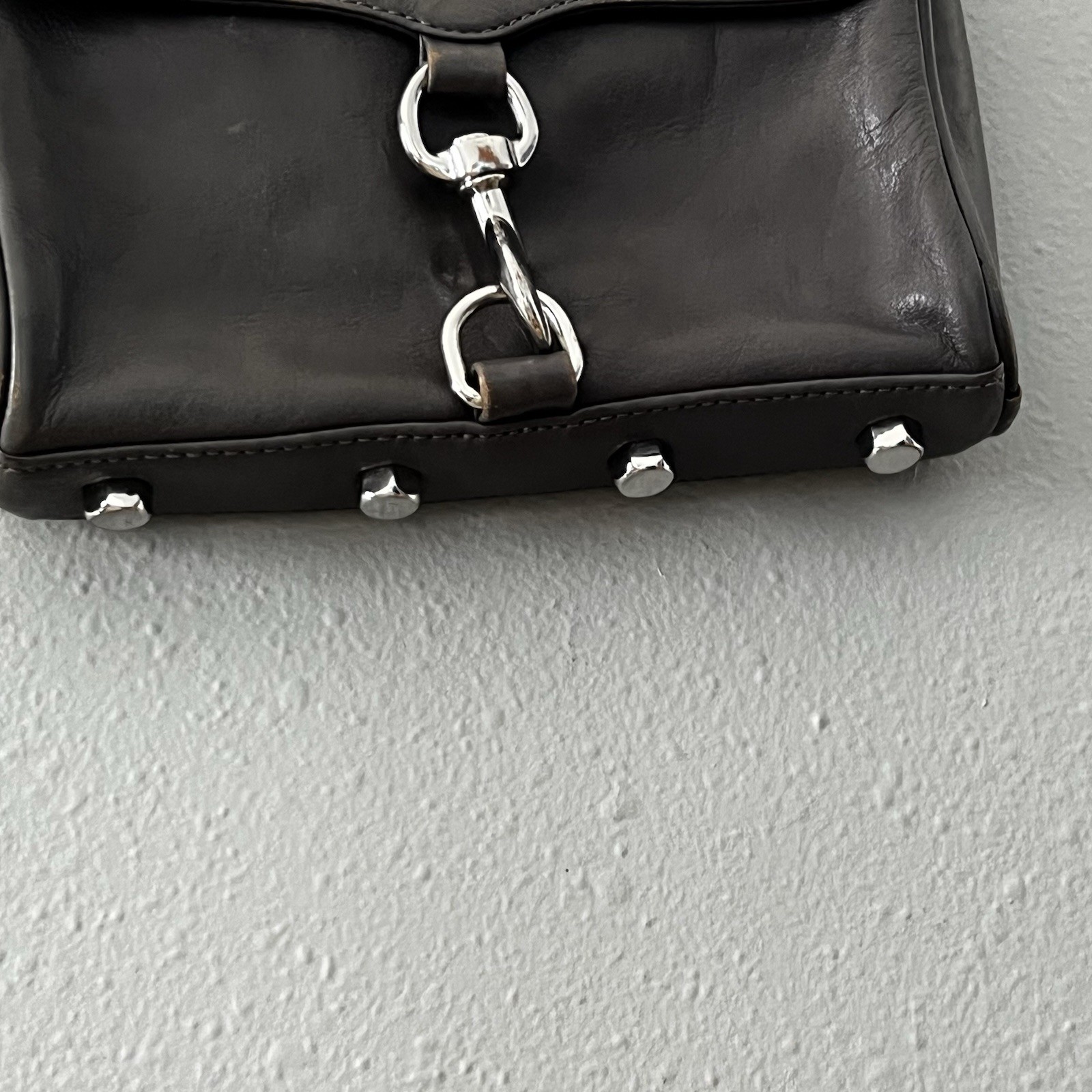 Rebecca Minkoff Crossbody MINI MAC Bag Gray Chain and Leather Strap