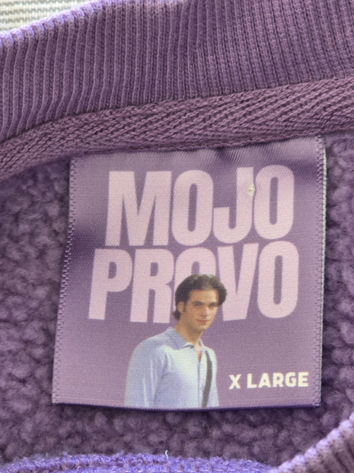 Rare Friends Mojo Provo Logo Purple All Over Print Women’s Sweatshirt Size XL