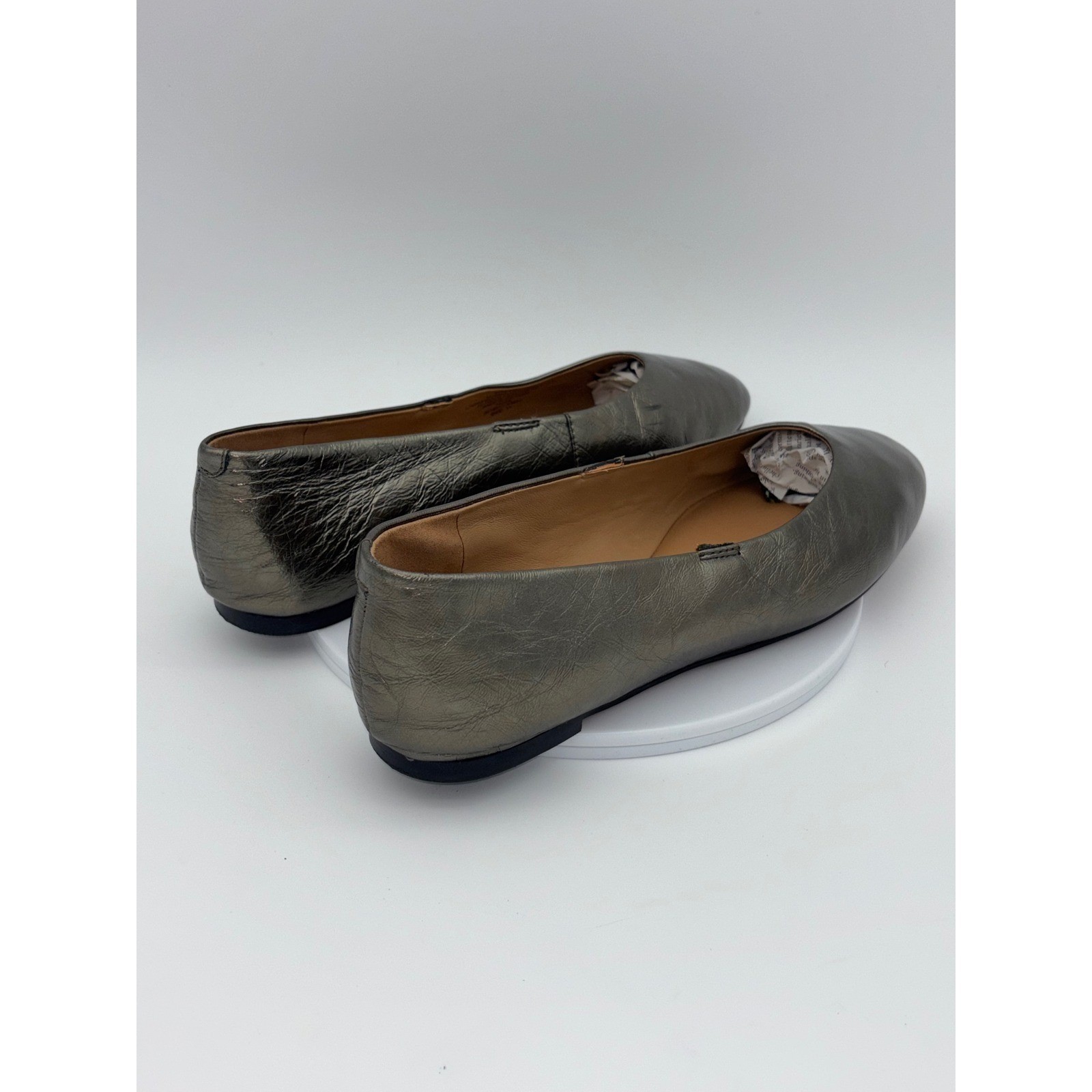 MADEWELL Gold Ballet Flat Shoe Metallic Pewter Leather Round Square Women’s 11