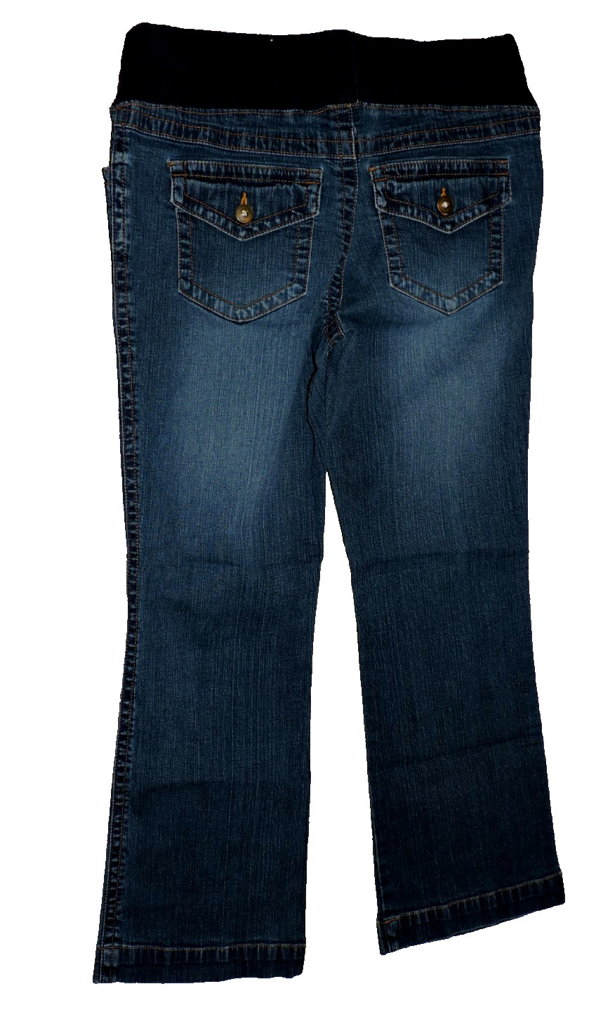 DUO MATERNITY Stretch Blue JEANS Stretch Band/elastic waist BOOTCUT SZ S W31/L28