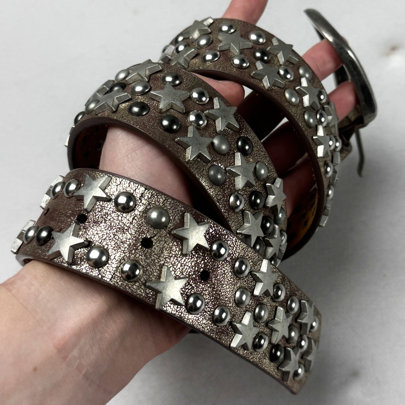 Y2K Genuine Leather Studded Star Belt Punk Rock Y2K Gothic Biker Unisex Vintage