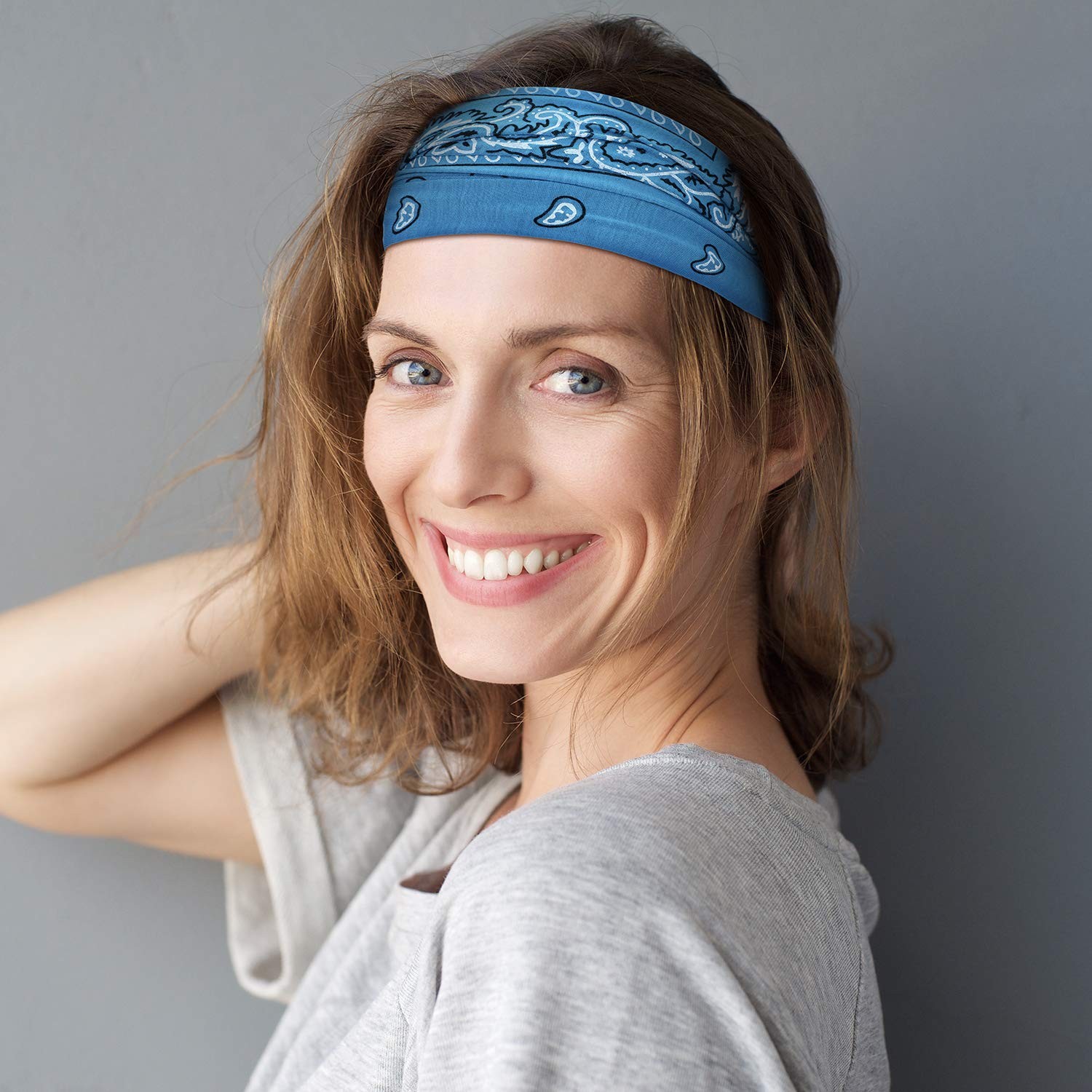 WILLBOND 10 Pcs Wide Bandana Headbands for 10 Count (Pack of 1), Multicolor