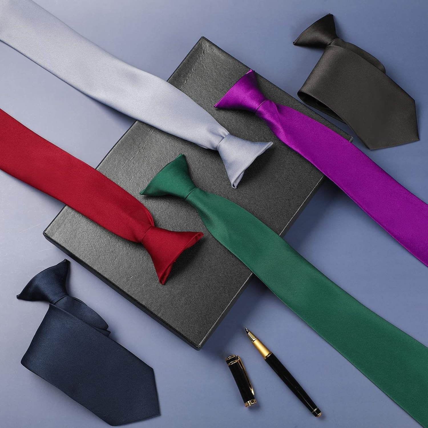 6 Pcs Clip on Ties for Men Solid Color Men’s Tie Pretied Necktie 20 Inches for W