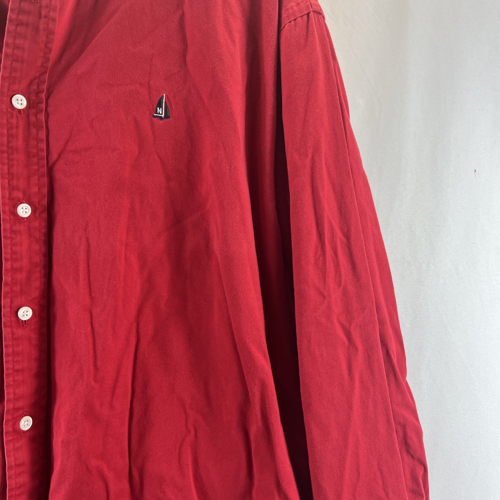 Norsport Red 100% Cotton Long Sleeve Button Down Collared Shirt Men’s Size L