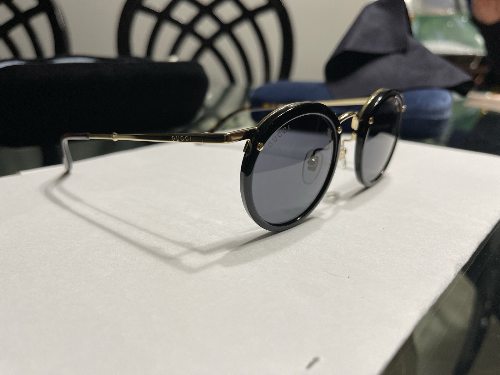 Gucci GG0674S 001 Men’s Round Sunglasses Black Frame Gray Tinted Lenses