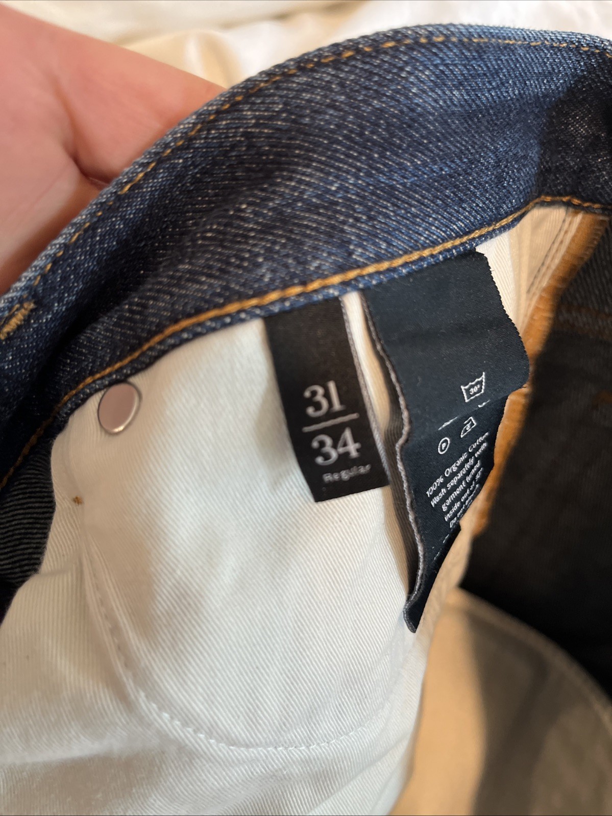 Asket Raw Denim Jeans – 31×34 (Fits 32×29 Cuffed) – Dark – 100% Organic Cotton