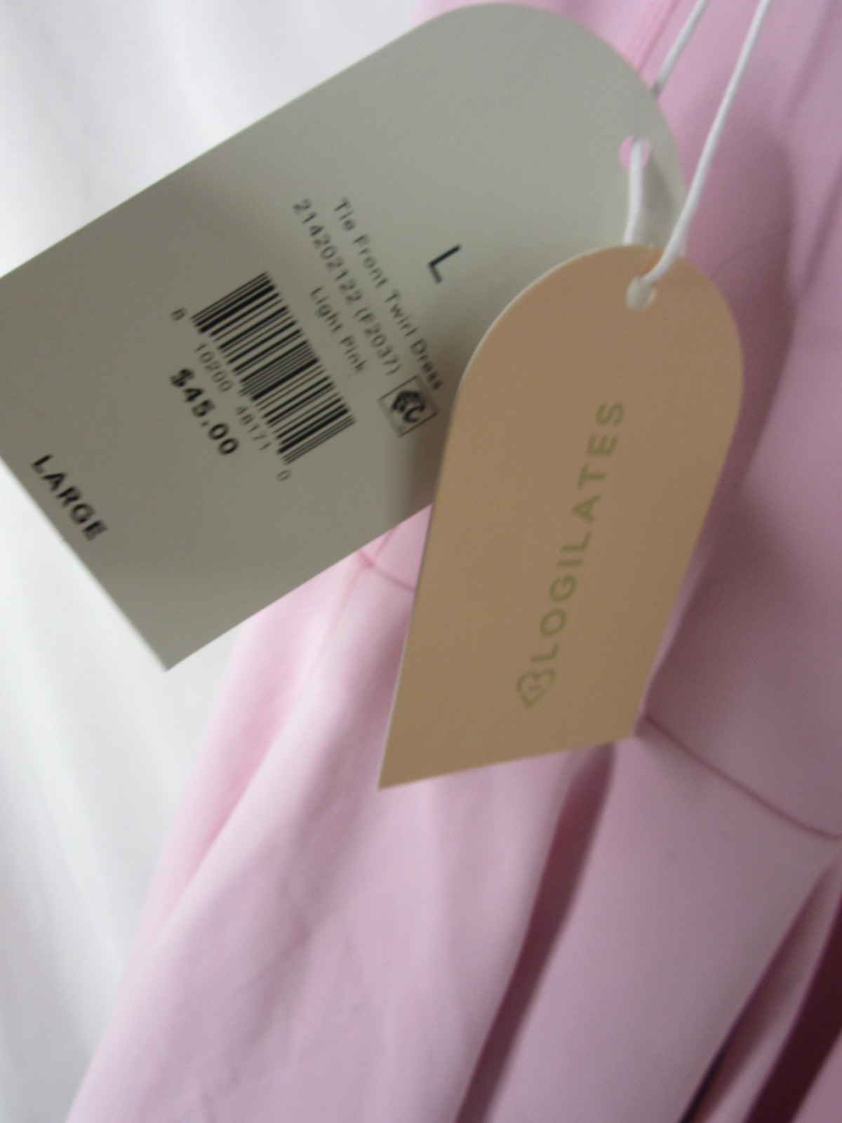 Blogilates Tie Front Twirl Active Dress Light Pink *read details* Size Large NWT