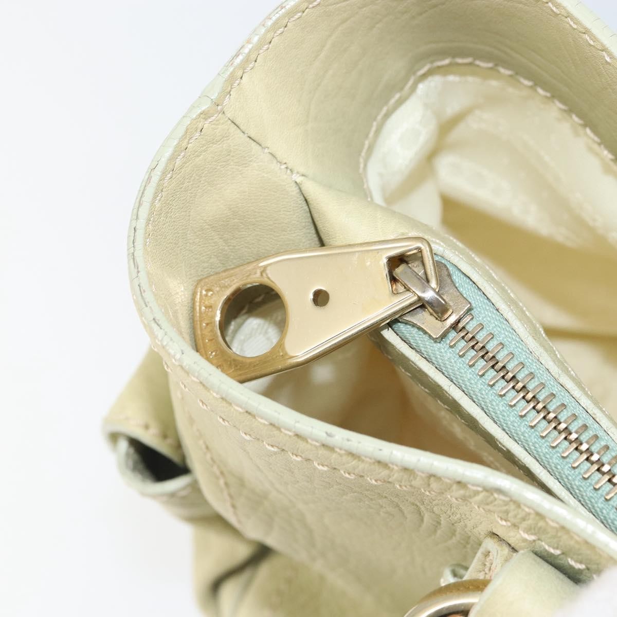 CELINE Boogie Hand Bag Leather Green Gold Auth BA9733