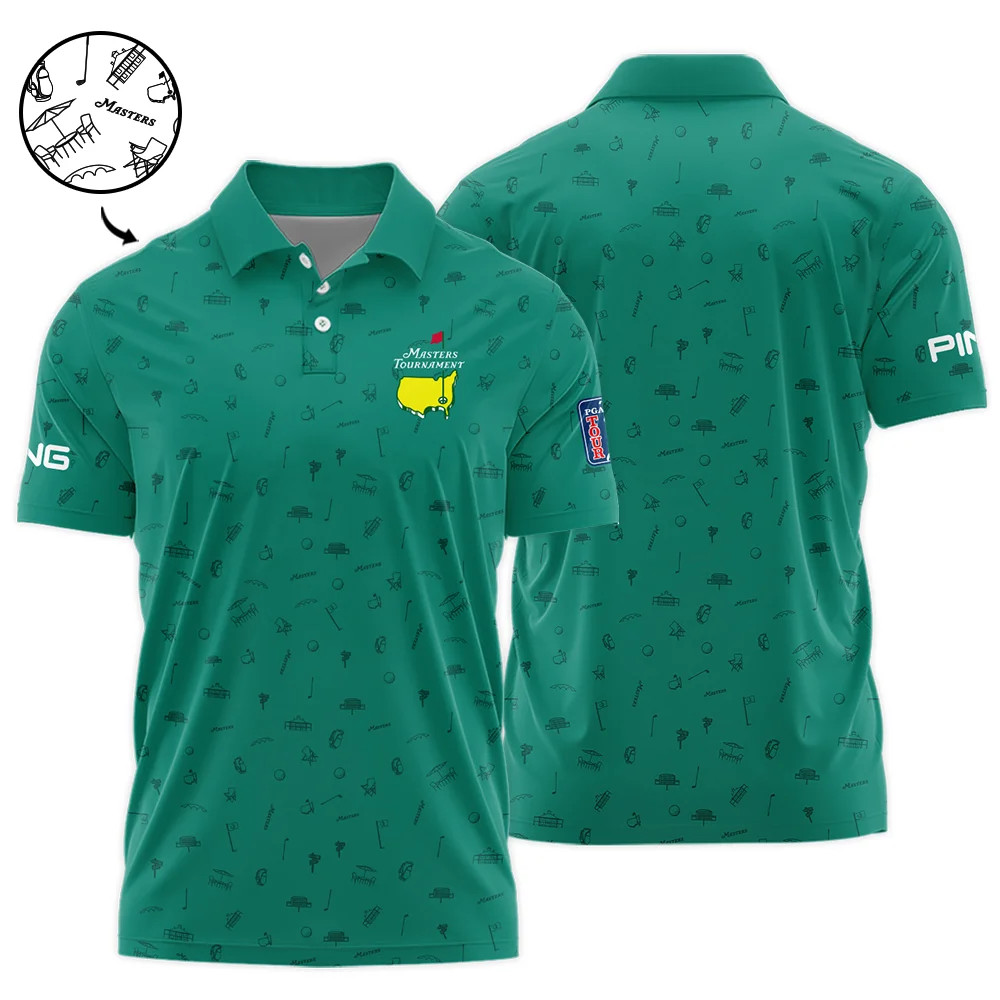 Golf Masters Tournament P/Ping Polo Augusta Green Golf Sports Polo Shirt Men