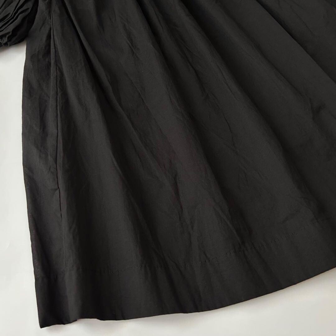 tricot Comme des Garcons Black Sheer Puff Sleeve Gathered Blouse Dress Auth