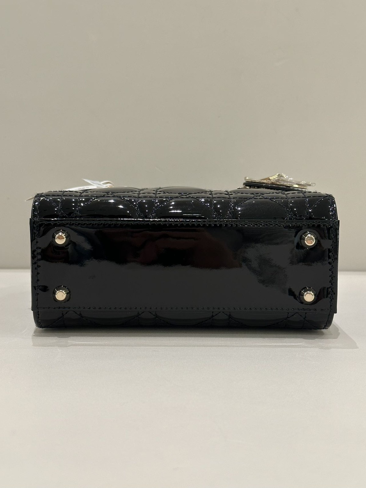 Dior Lady Dior 3-Grid Black Patent Leather Gold Chain Bag Duty Paid