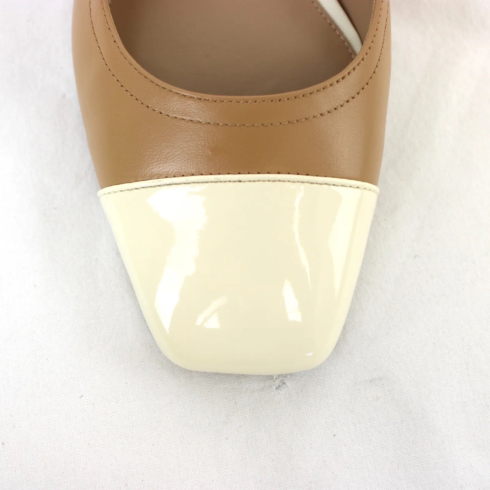 New Sam Edelman Kara Tan/Porcelain White Slingback Flats I7672M1900 US 7 Medium