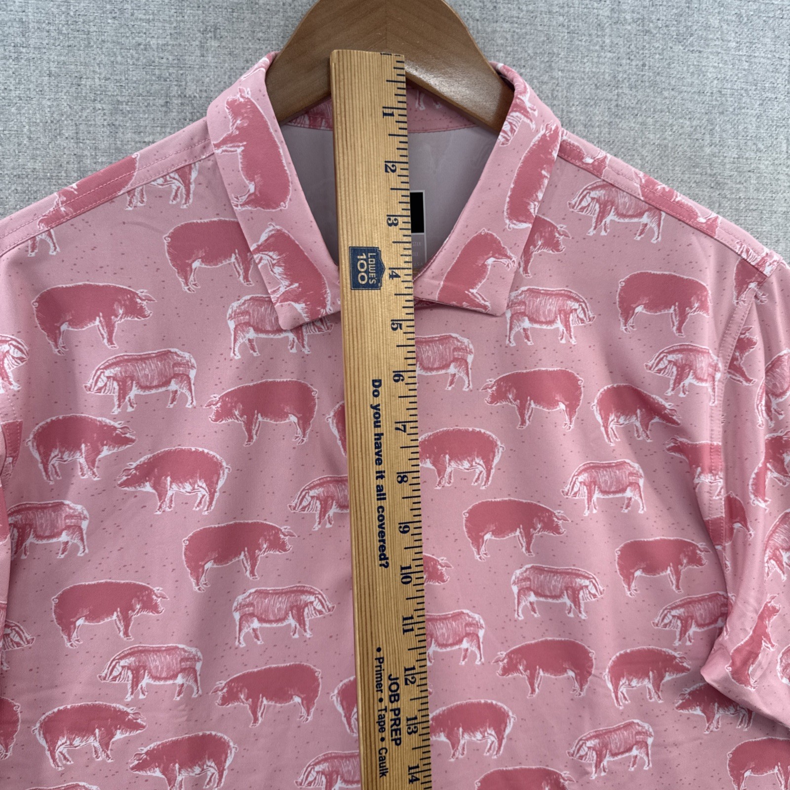 Waggle Polo Shirt Mens Large Pink Hog Heaven Pigs Golf Stretch Outdoor NWI
