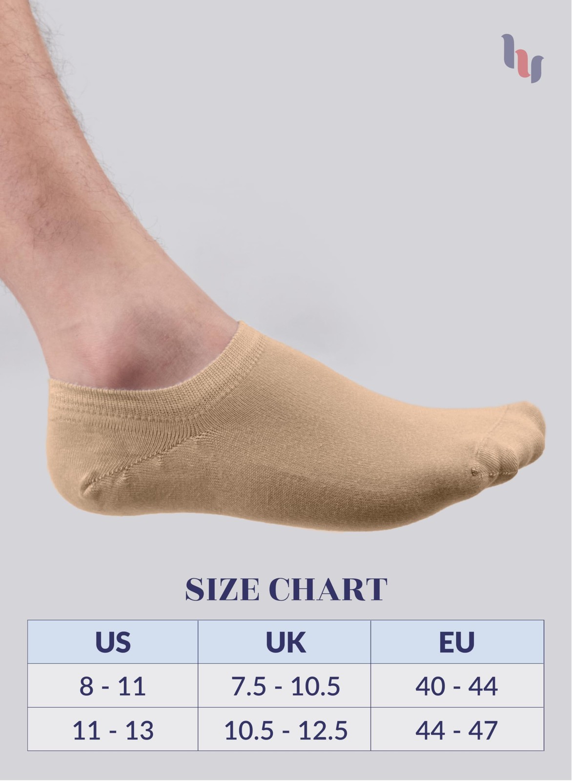 HUGH UGOLI Men Bamboo No Show Socks | Non Slip Invisible Liner Socks 6/12 Pairs