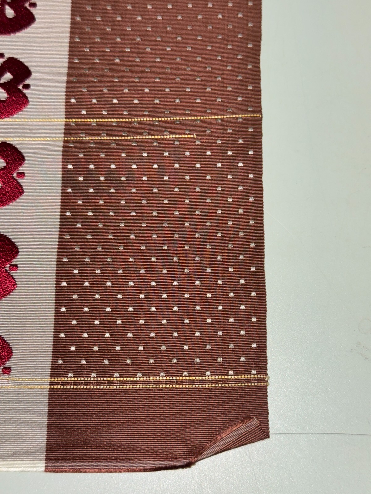 Japanese Vintage Kimono BOLT FABRIC cloth Silk brown Cut Sales 35.4×11.4in