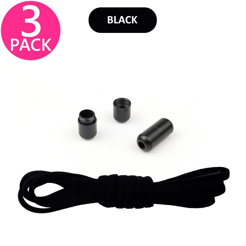 3 Pack Oval No Tie Lock Shoelaces Elastic Shoe Laces String Kids Adults Sneakers