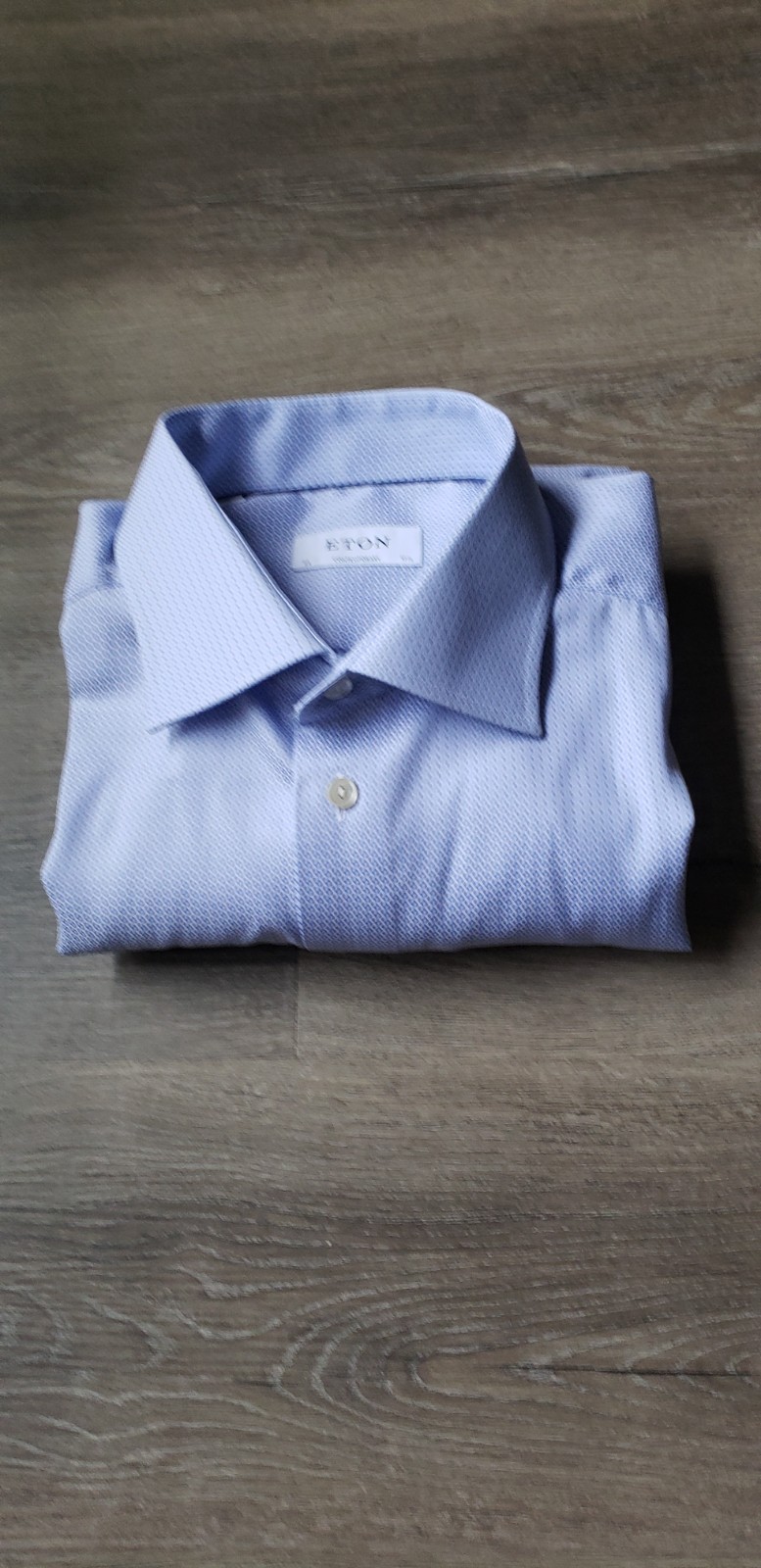 Eton Blue Print Contemporary All Cotton L/S Dress Shirt Sz 17.5/44 Quiet Luxury