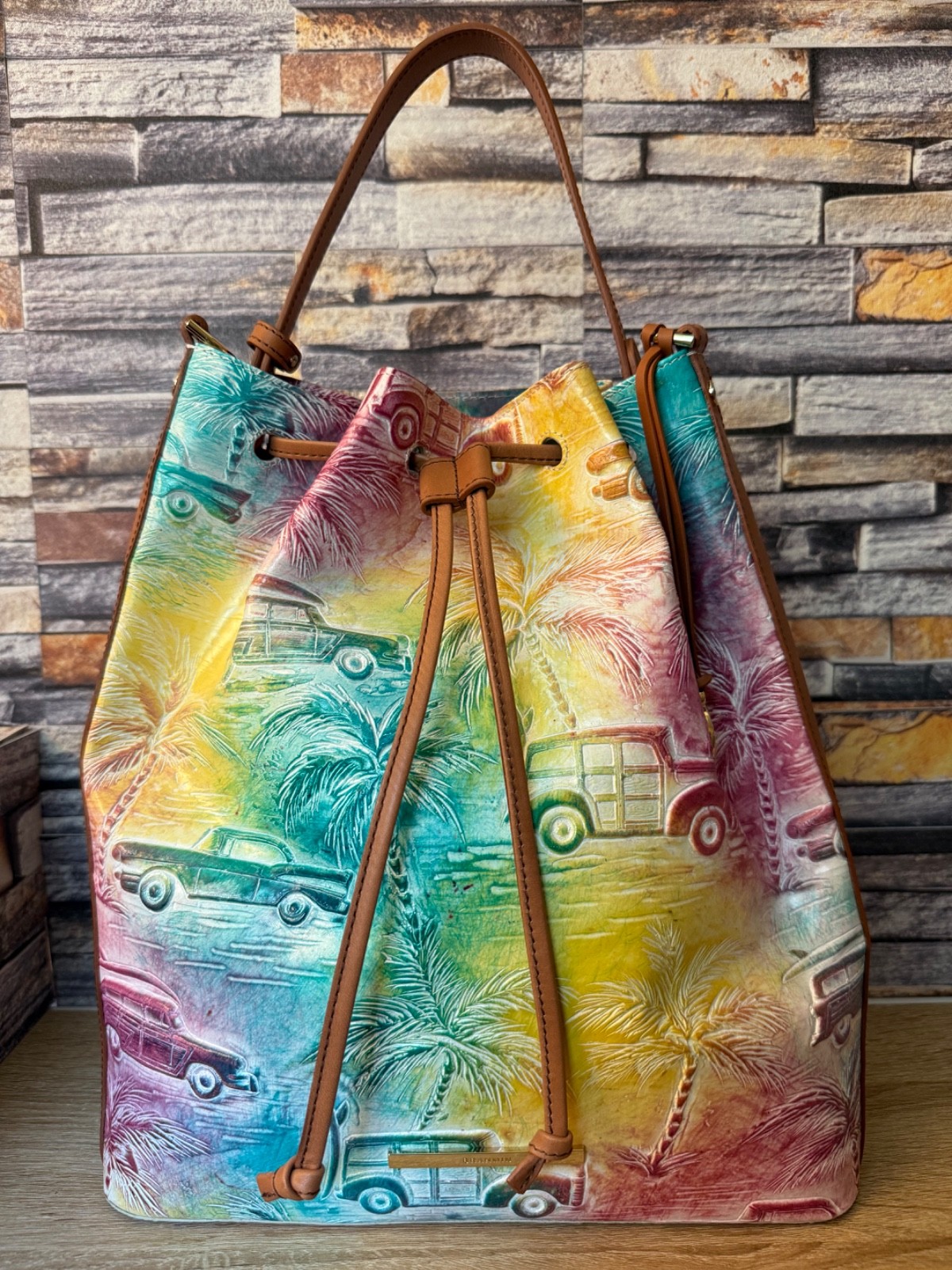 Brahmin Celebrate Copa Cabana Marlowe, Multi-Colored blue, yellow, pink, etc