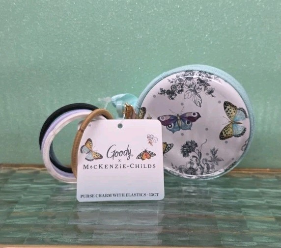 Goody X Mackenzie Childs TEAL Butterfly Purse Charm With Elastics-15 Ct