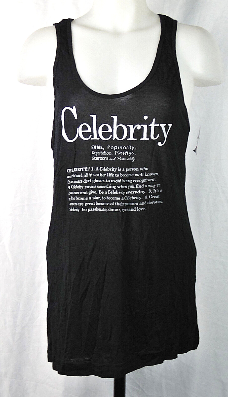 NEW NWT Celebrity Defined Black Tank Top Celebrity Dance Competitions OS