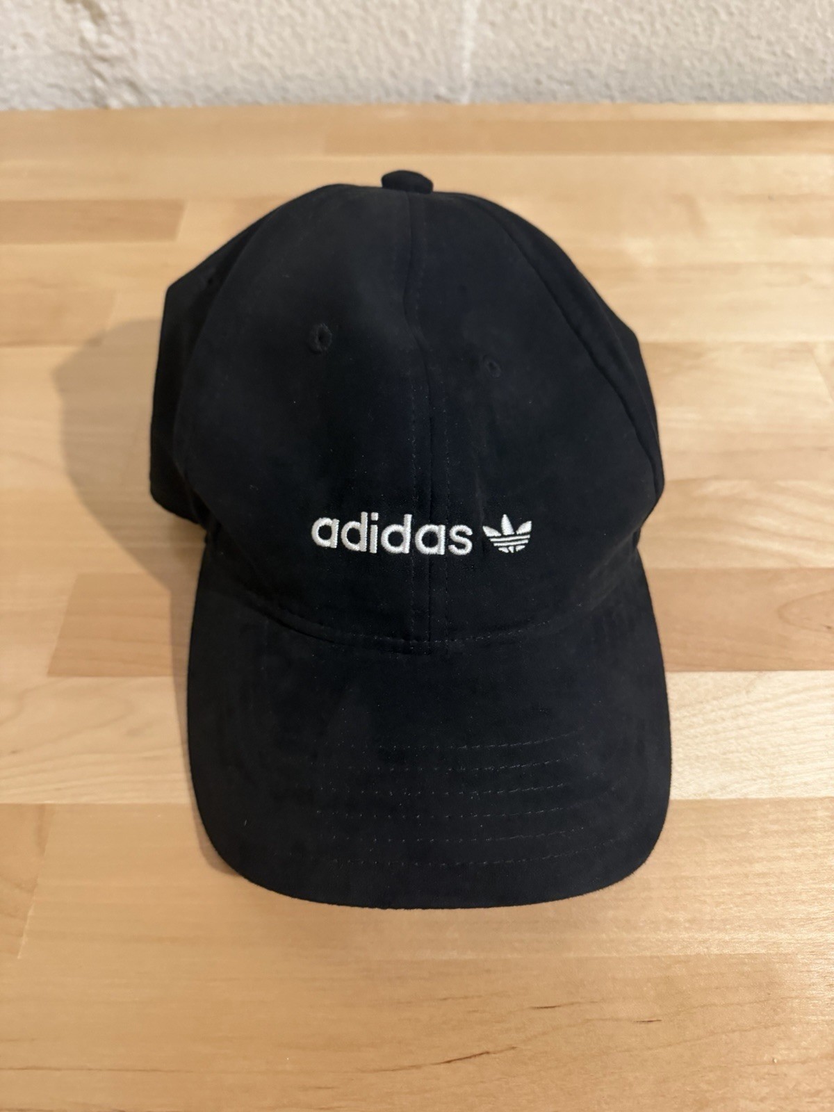 Adidas Trefoil Strapback Hat Black Suede Feel Adjustable Unisex