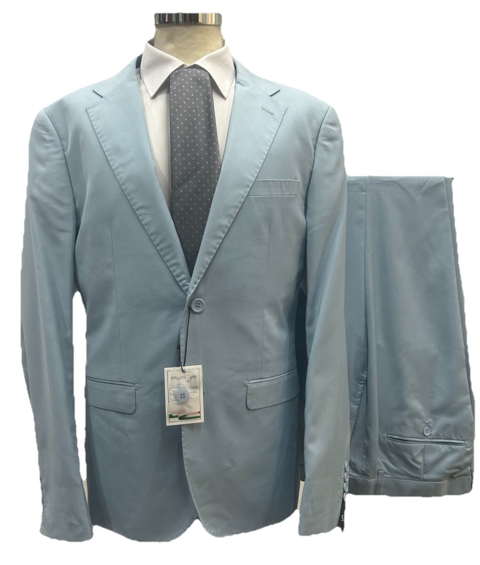 Men’s Light Blue Slim Fit Dress Made In Italy Summer 46 48 50 52 54 58