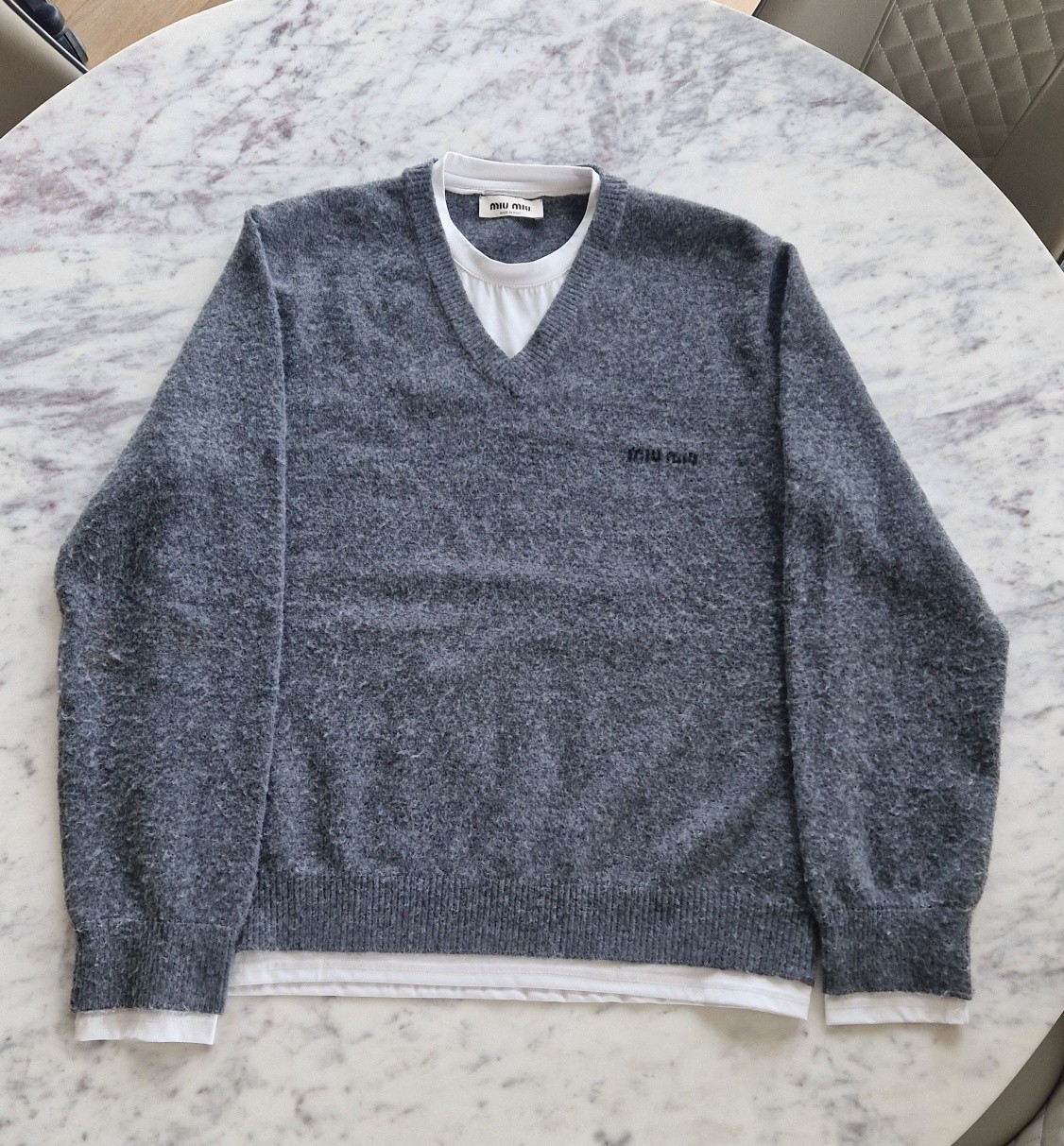 Miu Miu Layered-Effect Cashmere V-Neck Sweater – IT Size 42