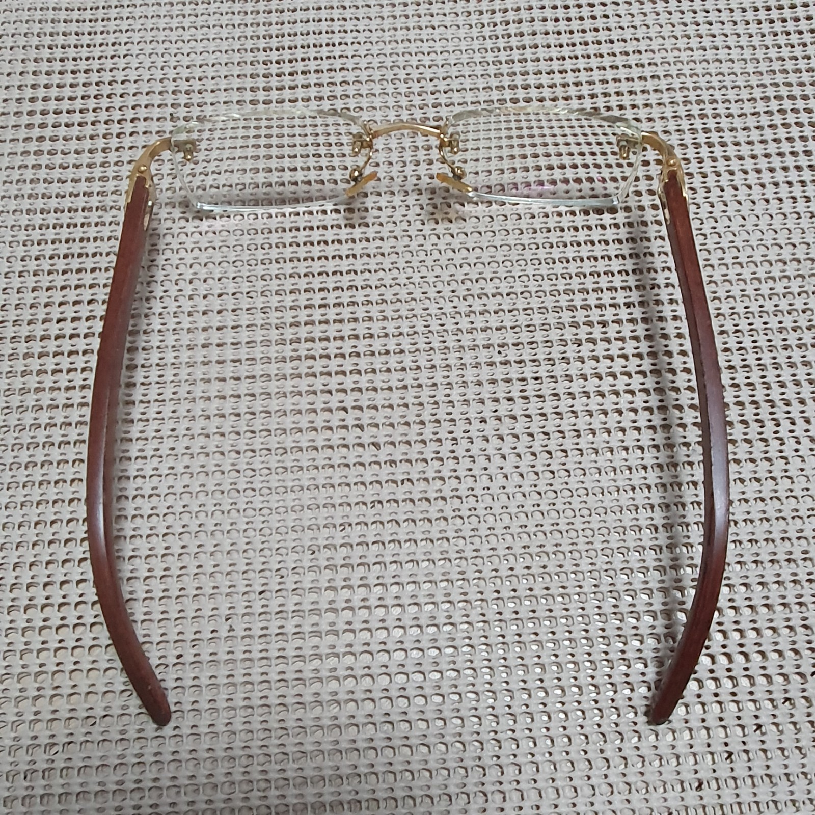 Cartier Bubinga Wood Rimless Frame Eyeglasses Authentic .3002