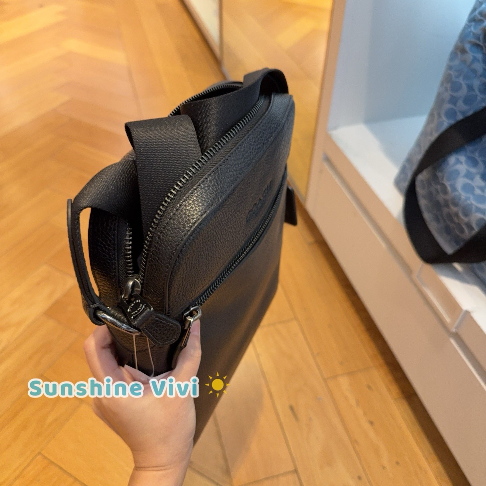 NEW COACH 4011 Houston Flight Bag In Pebble Leather Crossbody Gunmetal/Black