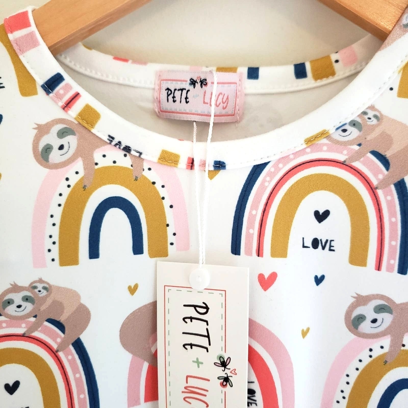 NEW! Pete + Lucy Rainbows and Sloths Baby Girl Dress 12-18 Months