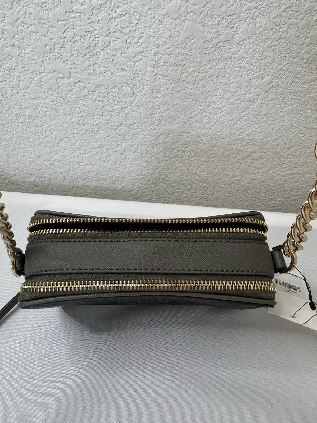 Calvin Klein Marybelle Signature Double Zip Organizational Crossbody bag Khaki
