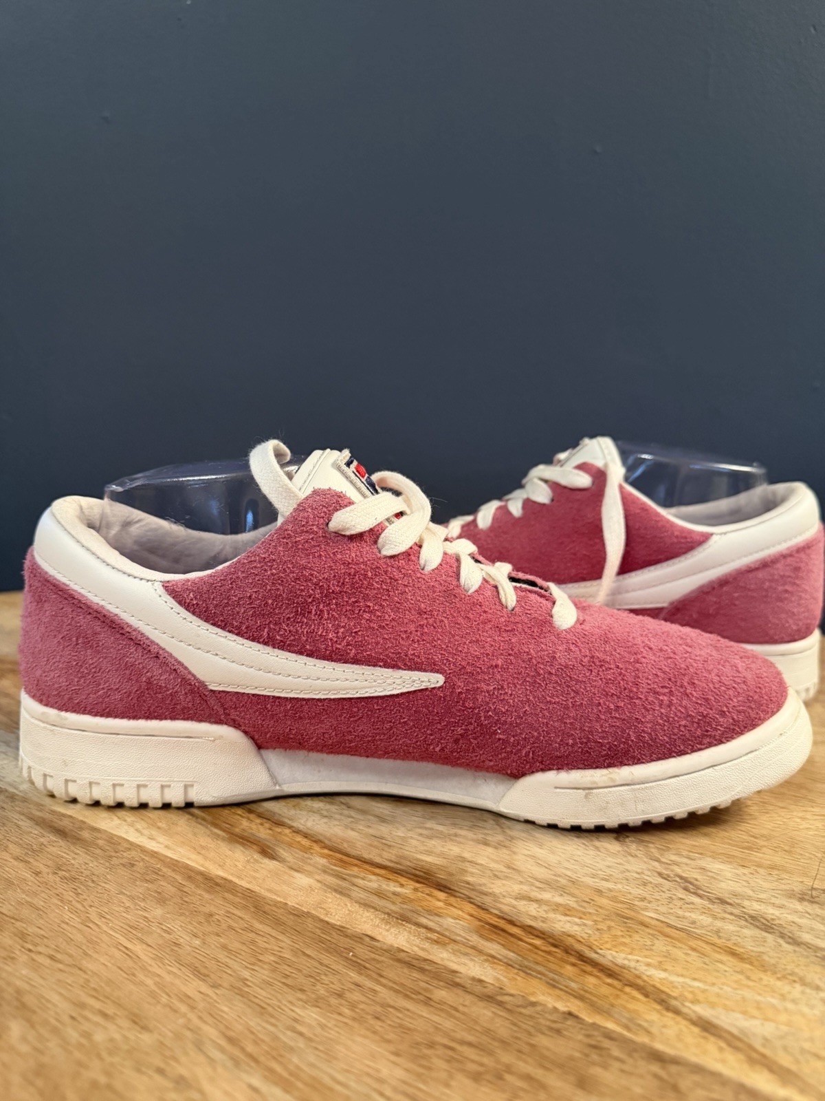 FILA Men’s Low Top Suede Lace Up Athletic Sneakers Pink/White Solid