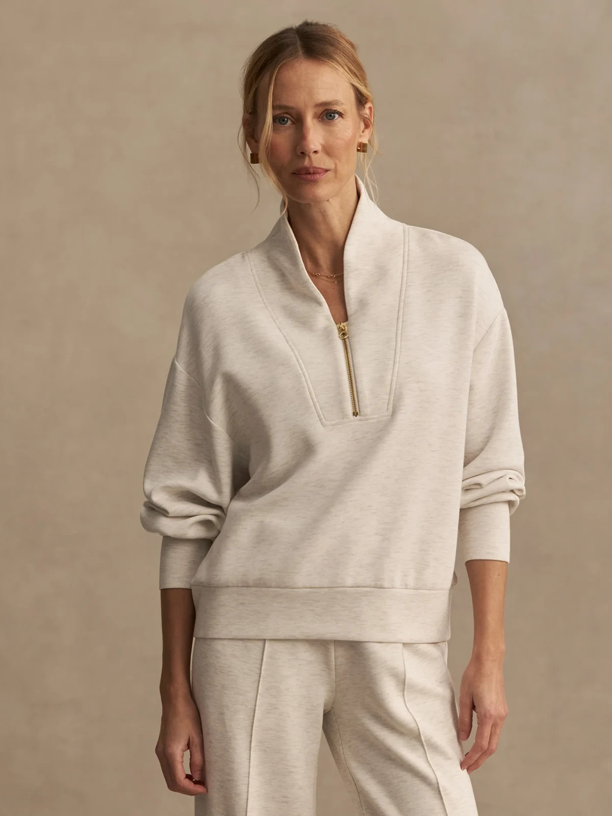Varley Davidson Sweat in Ivory Marl, Size XXS