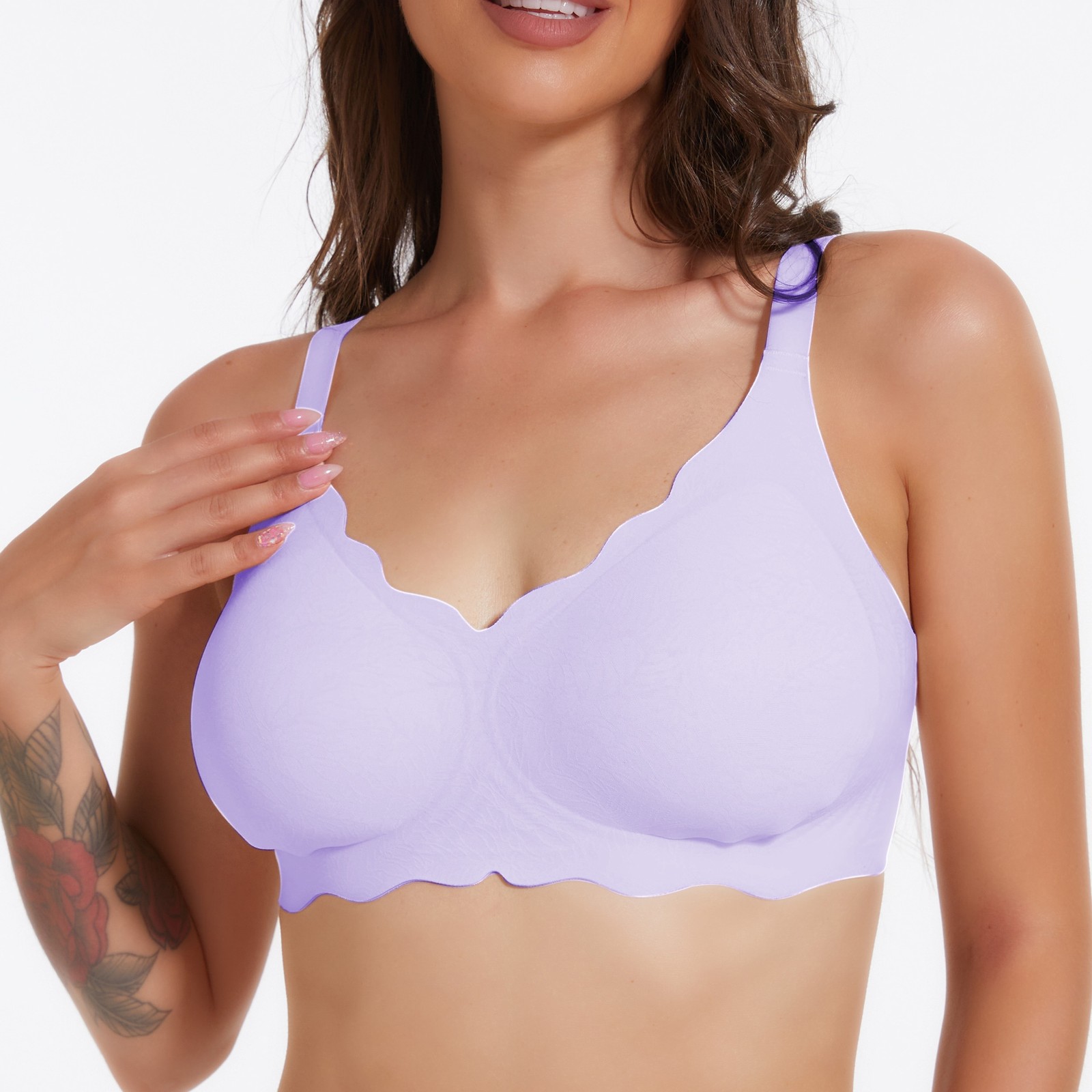 Women Wireless Bra Large Cup Jacquard Jelly Fit Bra Seamless Underwear Bralette
