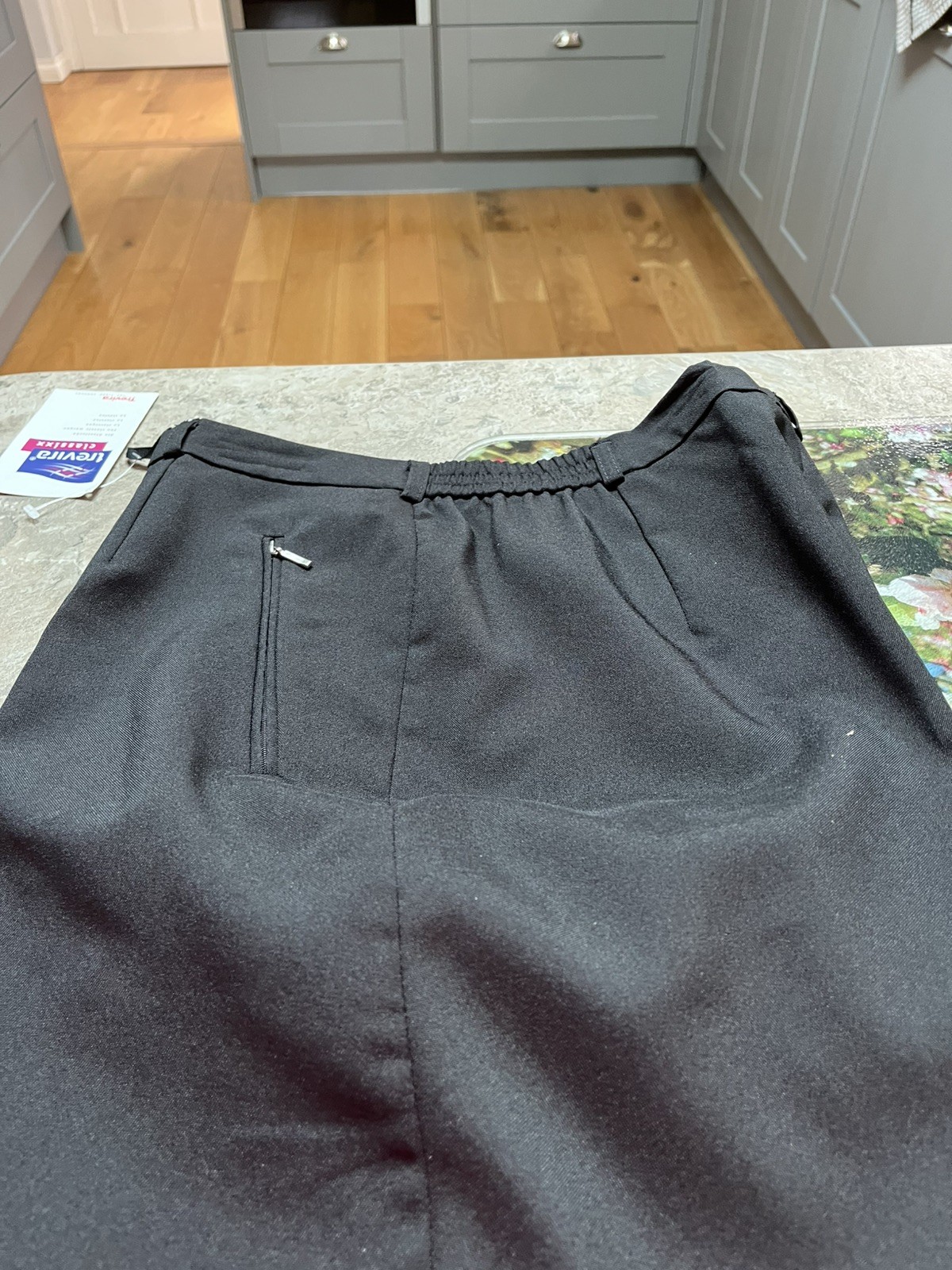 Ladies Trousers Womens Half Elasticated Stretch Waist Work Office Pocket Pants